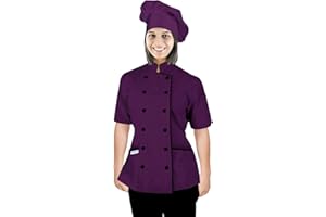 Uniformates Giacca da cuoco a maniche corte da donna e divisa da chef per maestri chef e pizzaioli con cappello da chef