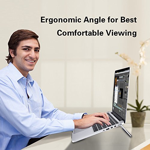 Paragala Universal Aluminium Laptop Ständer Ergonomischer Komfortabler Notebook Halterung Leichtklapp Computer Halter für Laptop Notizbuch iPad Tablet und Mehr (Silber) - 4