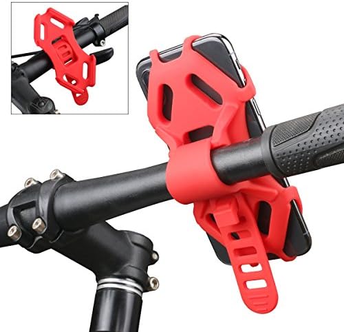 Bike Phone Holder, AEMIAO Adjustable Bicycle Mount Cell Phone Holder, Universal Phone Holder for Any Smartphones Up to 4.7-6.0 Inch Screens iPhone Samsung Sony, Easy to Attach and Detach, Suitable for Road &amp; Mountain Bikes, Motorcycle &amp; Scooters, Red