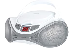 Majestic AH 1262R AX - Boom Box portátil con Reproductor de CD, Entrada AUX-IN, Color Blanco