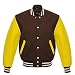 Produktbild Herren Echt Leder/Wolle Letterman Jacke Braun W/gelb Leder Ärmel Regular)