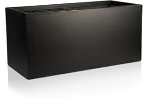 IDEALIST 50cm Outdoor Window Box | Black Reinforced Stone Windowsill Planter | Garden Planters with Drainage Holes L50 W20 H20.5 cm, 11 litres