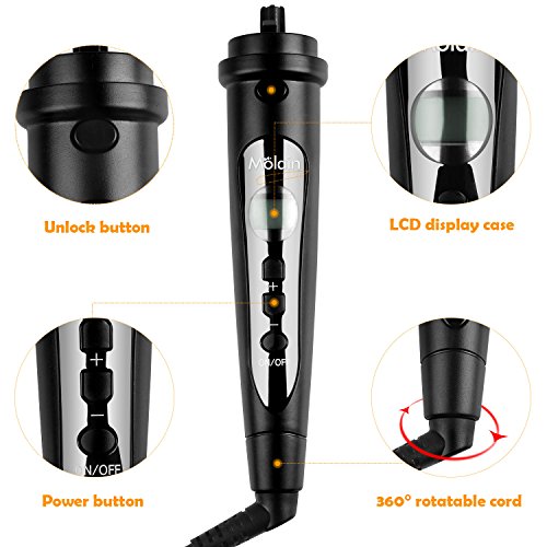 Molain Lockenstab 5 in 1 Lockenwickler Set mit LCD Anzeigen leicht zu einstellen Tempratur unterschiedlichen Größen Stäbe für verschiedene Locken, feine Verpackung Perfekt als Geschenk für Frauen - 3