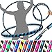Produktbild PRO Hula Hoops Reifen für Anfänger und Profis (Ultra-Grip/Glitter Deco) Faltbarer TRAVEL Hula Hoop ideal für Hoop Dance, Fitness Training! - Größe 100cm / 25mm (Schwarz Grip/Blau Glitter)