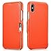 Produktbild zanasta Ledertasche für iPhone X Premium Flip Case Echt Leder Tasche mit Klappverschluss Mattleder Oberfläche Orange
