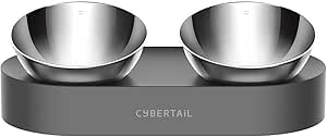 PETKIT CYBERTAIL Ciotola per Gatti in Acciaio Inossidabile,Ciotola Inclinabile per Gatti e Cuccioli, Ciotola per Animali Antiscivolo