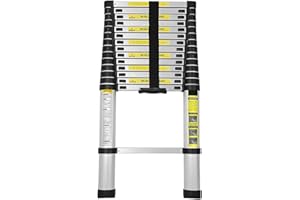 Joparri Échelle télescopique en Aluminium 4,4 m - Échelle Extensible - Échelle en Aluminium antidérapante - Échelle Multi-usages Extensible - Charge maximale : 150 kg