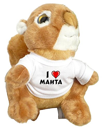 Preisvergleich Produktbild Personalisiertes Eichhörnchen Plüsch Spielzeug mit T-shirt mit Aufschrift Ich liebe Mahta (Vorname / Zuname / Spitzname)