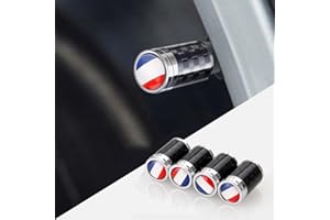 HIBEYO Juego de 4 Tapones para válvulas de neumáticos, Tapones para válvulas de neumáticos de Coche,válvula de Bicicleta, Accesorios con Anillo de Sellado,Marca de neumáticos con Bandera de Francia