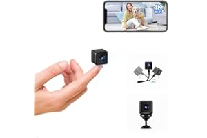AOBO Camera Espion, WiFi 4K HD Mini Caméra de Surveillance Interieur/extérieur sans Fil avec Enregistrement Longue Batteries avec Mini Cachée Détection Mouvement Spy Cam Vision Nocturne (XS) (XS)