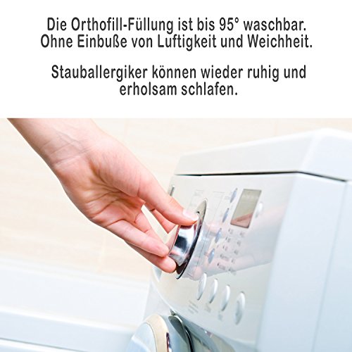 Orthofill Kopfkissen für Stauballergiker, Waschbar bis 95° Hautsympathisch sehr angenehmes Schlafklima extra weich und formstabil, Größe 40x80cm auch passend für Bezüge 80cm x 80cm einfach umschlagen. - 5