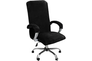 NLCYYQ Office Chair Cover Velvet Computer Chair Cover Stretch Rotating Chair Cover Removable Swivel Slipcover Boss Chair Cover Protectors High Back Large (Black,Large)