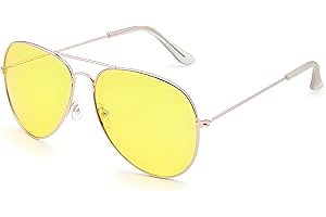 LHSDMOAT Unisex Pilot Yellow lens Sunglasses, Trendy UV400 Protection Metal Oval Sunglasses, Retro Driving Party Cosplay Sun Glasses