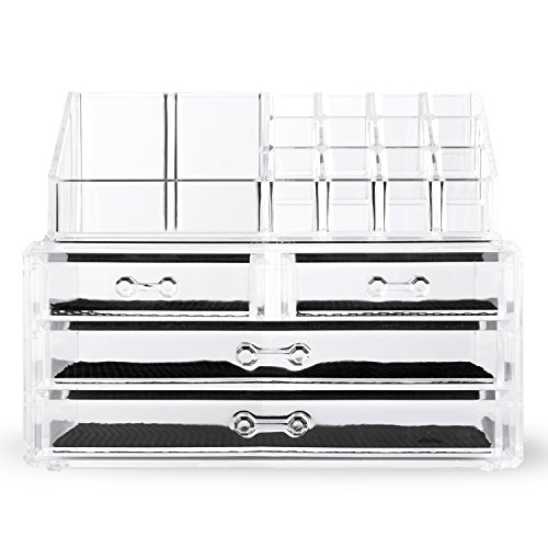 Spaire Acryl Kosmetik Organizer MakeUp Aufbewahrung mit 14 Fächern & 4 Schubladen, Kratzfester Transparenter Acryl - 2