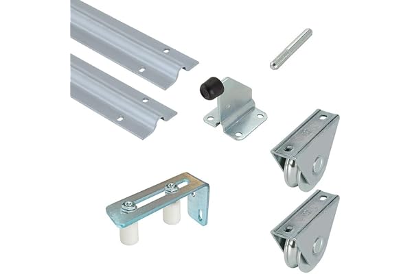 Metalideal | Kit Portail Coulissant – Rails 6 mètres (2 x 3 m) + Accessoires – Gorge Ronde ou U 16 mm – Grand Kit