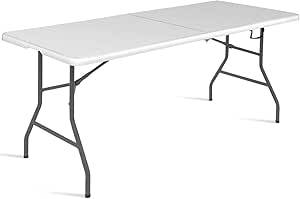 COSTWAY Campingtisch Klapptisch Falttisch Gartentisch Koffertisch Biertisch, Balkontisch mit Tragegriff, Flohmarkttisch belastbar bis 150kg, Esstisch Weiß (L)