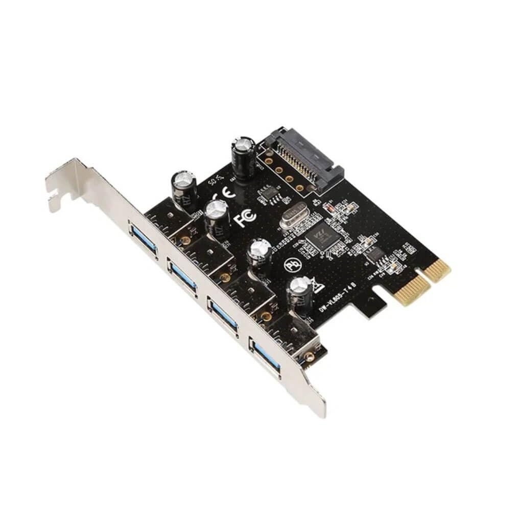 foxaa PCI Express Card to 4 USB 3.0 Ports PCI-E Expansion Card USB 3.0 Hub Adapter with 4-Pin/SATA Power Port