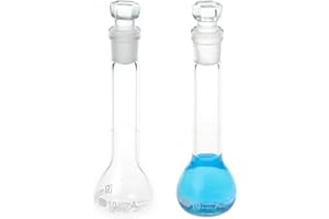 ALWSCI 2 Pezzi 10 mL Matraccio Volumetrico Matracci Tarati da Laboratorio con Tappo in Vetro, Vetro Borosilicato 3.3, Classe A, Matraccio Graduato per Laboratorio