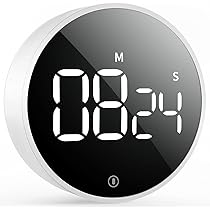 LOFICOPER Timer Visivo Digitale, Conto Alla Rovescia 60 Minuti, Timer da Cucina, con Funzione Timer, Orologio e Sveglia, Ampio Display LCD, 12/24 Ore, per Apprendimento, Fitness, Cucina, Gioco - Bianc
