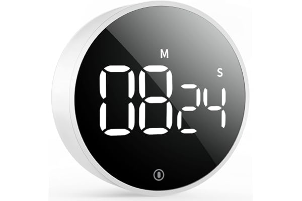 Minuterie de cuisine numérique VOCOO: grande minuterie à LED avec compte à rebours magnétique avec volume à 3 niveaux et aimant puissant, facile à utiliser pour les enfants âgés (piles incluses)