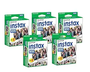 Fujifilm Instax Wide Film for Fuji Instant Film Camera 5 Pack Twin Pack of Instax Films(total 100 Sheets)