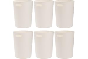 Lyellfe 6 Stück Kleiner Mülleimer, 6 Liter Runder Kunststoffabfalleimer mit Griffen, Weiße Mülltonnen für Bad, Büro, Schlafzimmer, Küche