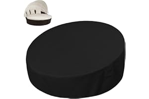 Easy-Going Heavy Duty 600D Outdoor Daybed Cover 88 Inch UV Resistant Patio Round Sofa Cover Waterproof Outdoor Canopy Daybed Sofa Cover with Air Vent 88" Dia x 35"/18" H, Black