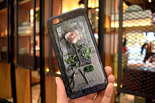 iPhone 8 Plus Case &amp; iPhone 7 Plus Case, mondetech™ Retro Floral Pink Scissors Cut Rose Flower Soft Silicone TPU 3D Relief Painting Protective Case For iPhone 8 Plus and iPhone 7 Plus [1011]