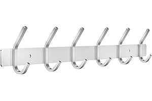 JOLY FANG Appendiabiti da Parete Argento, Ganci Appendiabiti da Muro in Acciaio Inox, Attaccapanni Montato da Parete per per Cameretta, Cucina, Bagno(6 Ganci)