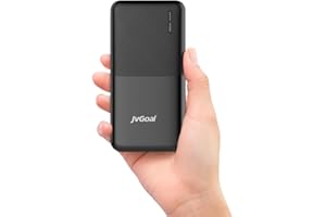 JVGoal Power Bank Chargeur portable 10 000 mAh 3 sorties, 2 entrées, entrée et sortie de type C compatible avec iPhone 16 15 14 13 Plus Pro Max, iPad, Samsung, tablette et plus encore (Noir)