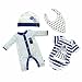 Doctor Who DW Boy's Kids Children 4 Piece Starter Set Hat BIB Bodysuit Baby Grow - BBC Official Merchandise (4 Piece Set) 100% Cotton (Newborn)