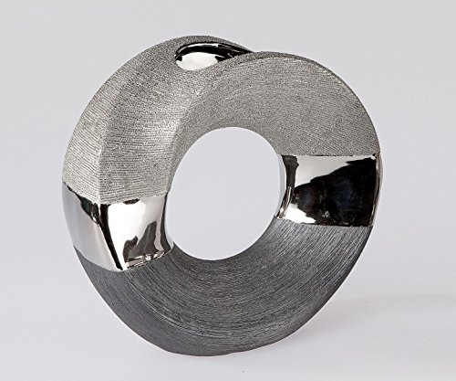 Deko Vase LUXOR rund D. ca. 23cm silber grau Keramik Formano