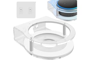Geekria Acrylic Wall Mount Compatible with Echo Dot (3rd Gen) Smart Speaker with an LED Clock and Alexa, Speaker Stand Stable Guard Holder (Clear)