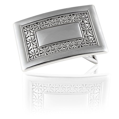 Preisvergleich Produktbild Gürtelschnalle Buckle 40mm Metall Silber Geschwärzt - Buckle Flower - Dornschliesse Für Gürtel Mit 4cm Breite - Silberfarben Geschwärzt