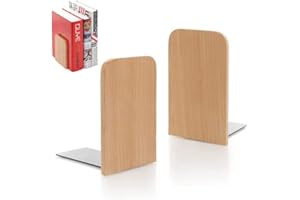 YANJINGHE Book Ends Shelf, 1 Pairs Wood Bookends, Heavy Duty Book Holders, Wooden Book Stopper, Anti Slip Book Stand Holder, for Home, Office, School, Library, Beech(Square Head)