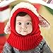 Koly Baby Kids Girls Boys Winter Warm Woolen Coif Hooded Scarf Caps Hats (Red)