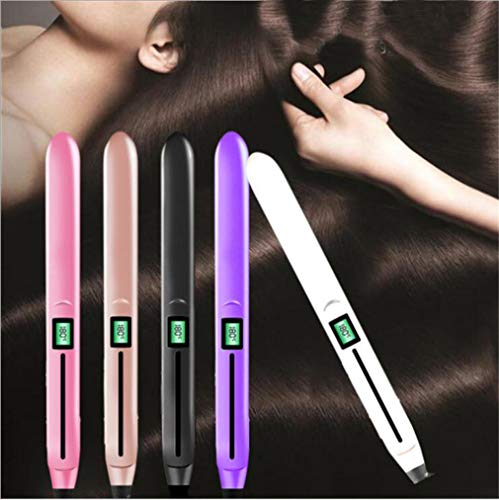 Hair Straightener LCD Display Roll Straight Dual-Use Electric Splint Short Hair Inside Buckle Hair Curler Straightening Plate Perm Gold