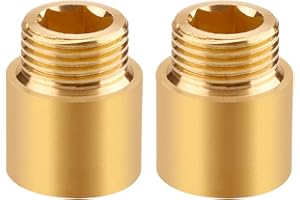 BEATIFIC Set of 2 Tap Extension 1/2 Inch x 20 mm, DN15 Thread Extension, 1/2 Inch Female x 1/2 Inch Male Thread, 20 mm Brass Extension Fitting, Connection Extension for Drinking Water and Heating Installation