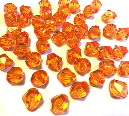 Sabrikas Let Your Creative Spirit Run Free 100 x 12mm Orange Bicone Faceted Acrylic Jewellery Making Beads