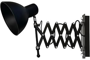 Licht-Erlebnisse Lampada da parete da interno in metallo nero ufficio soggiorno H:24 cm E27 regolabile retro applique estensibile camera da letto HARMONY