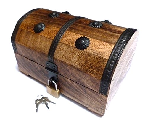 23S Truhe mit Schloss Holztruhe Schatzkiste Schatztruhe Geschenk Geburtstag Hochzeit Holzbox Deko - 2