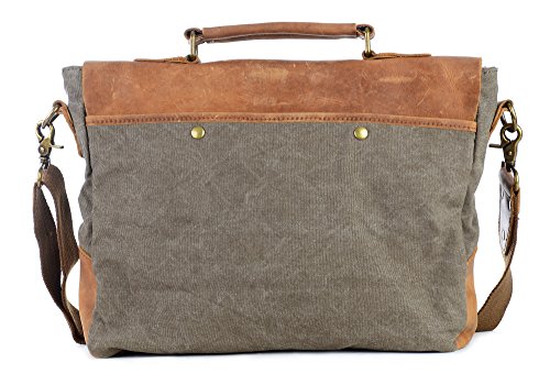 Gootium Vintage Umhängetasche Canvas Leder Messengertasche Schultertasche Laptoptasche Notebooktasche - 5