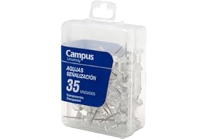Campus University - Pack de 35 Chinchetas Transp. para Mapas, Pines de Empuje, Chinchetas Corcho, Chinchetas Aguja para el tablero de Anuncios, Marca de Mapa, Corcho, Panel de Anuncios (35 Transp.)