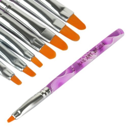 7pcs UV Gel Acrylic Nail Art Design Builder Salon DIY Brush Pen Set