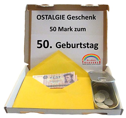 Symbolisch wertvolles Geschenk – 50 DDR Mark* zum 50. Geburtstag (1967) in Dose - OSTALGIE