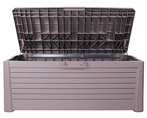 Kissenbox Florida Holz Optik Sitztruhe Auflagenbox grau 550 Liter XXL mit Gasdruckfedern - 2