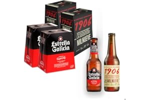 Estrella Galicia y 1906 Pack Combinado de Cervezas de 24 Botellas - Incluye 2 packs de 1906 Reserva Especial 33 cl y 2 Packs de Estrella Galicia Especial 25 cl