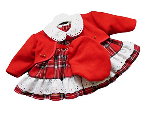 Dress Jacket And Beret Hat Red Tartan Pattern (3-6 Months)