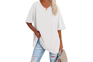Famulily Women's Summer Casual V Neck Half Sleeve T Shirt Ladies Short Sleeve Oversized Baseball Tshirts Tunic Tops