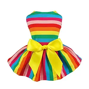 Fitwarm Rainbow Pet Clothes Dog Dresses Vest Shirts Sundress XS